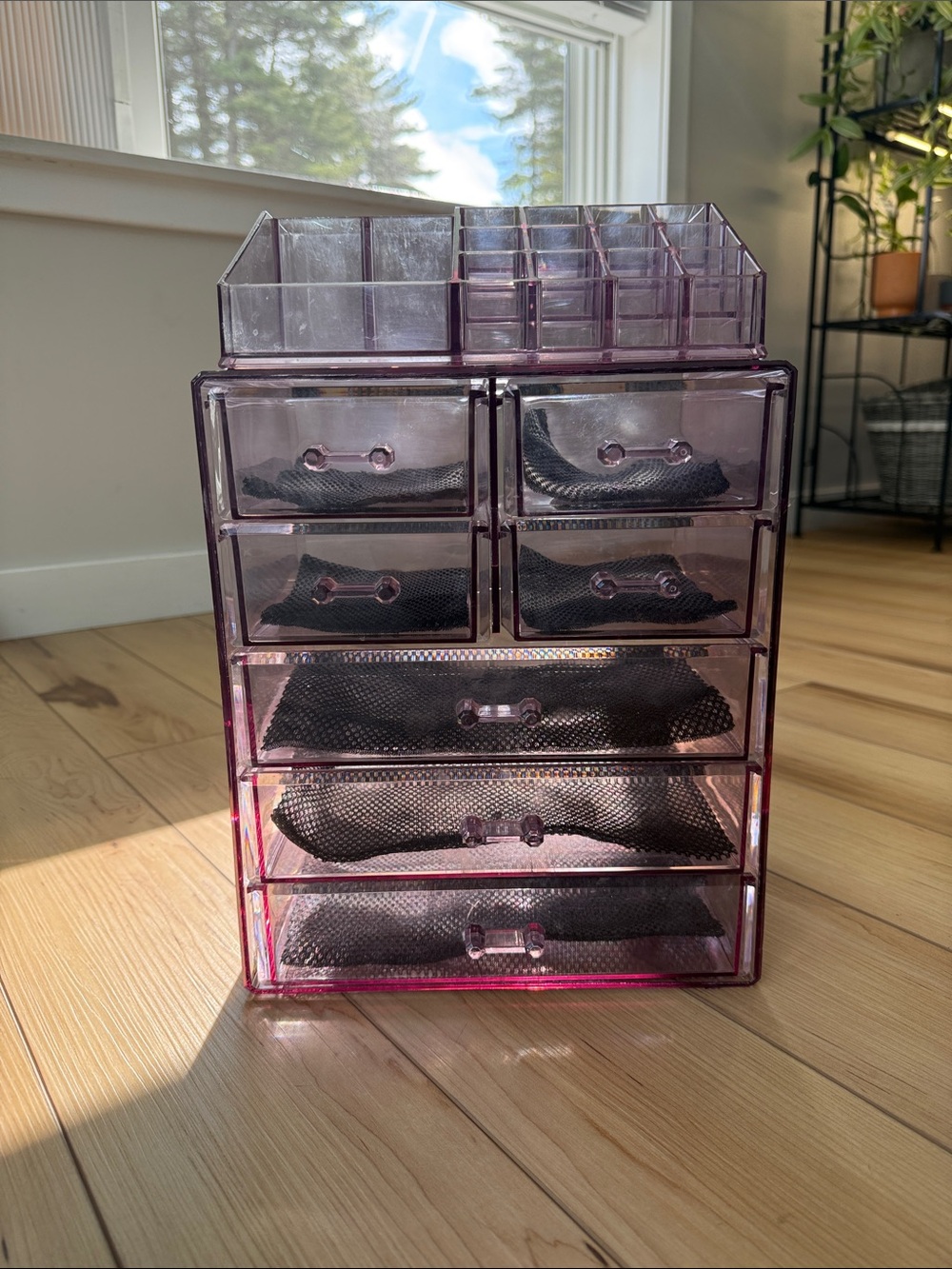 Clear Purple Makeup and Jewelry Organizer Drawer System